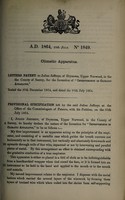 view Specification of Julius Jeffreys : climatic apparatus.