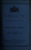 view Specification of Robert Henry Emerson : siphon drinking cup.