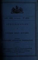 view Specification of William Hills Kitchen : producing artificial respiration.