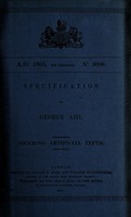 view Specification of George Ash : securing artificial teeth.