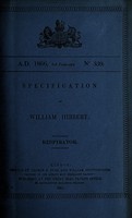 view Specification of William Hibbert : respirator.