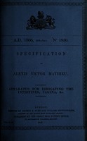 view Specification of Alexis Victor Mathieu : apparatus for irrigating the intestines, vagina, etc.