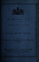 view Specification of William Edward Newton : pneumatic apparatus for treating disease.