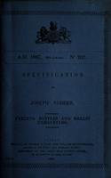 view Specification of Joseph Nodder : feeding bottles and breast exhausters.