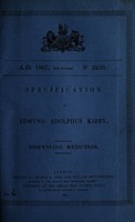 view Specification of Edmund Adolphus Kirby : dispensing medicines.