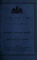 view Specification of Hortense Anastasie Bordin : preventing sea sickness.