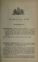 view Specification of Benjamin Goddard and William Finley : pill machines, &c.