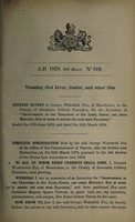 view Specification of George Wakefield Fox : treating cod liver, castor and other oils.