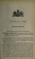 view Specification of Lawrence Gardner and Thomas Bushby : pill-making machines.