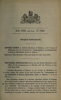 view Specification of Robert Blackbee : surgical instruments.