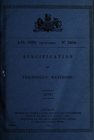 view Specification of Theophilus Westhorp : lint.