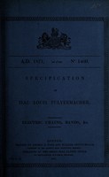 view Specification of Isac Louis Pulvermacher : electric chains, bands, &c.