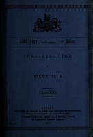view Specification of Ernest Seyd : plasters.