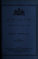 view Specification of Charles Nightingale : respirator.