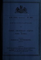 view Specification of James Archibald Jaques : surgical instruments.