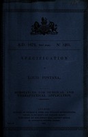 view Specification of Louis Fontana : substances for surgical and therapeutical application.