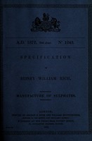 view Specification of Sidney William : manufacture of sulphates.