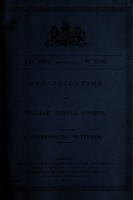 view Specification of William Temple Cooper : effervescing mixtures.