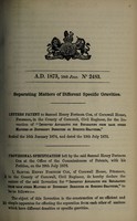 view Specification of Samuel Henry Fortnom Cox : separating matters of different specific gravities.