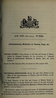 view Specification of John Durant : administering medicine to horses, dogs, &c.