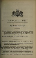 view Specification of Frederick Henry Smith : tape plasters or bandages.