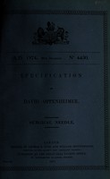 view Specification of David Oppenheimer : surgical needle.