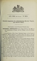 view Specification of George Lovett : portable apparatus for administering hot hair, [sic] vapour, and shower baths.