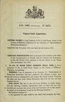 view Specification of Louis Lefebvre : vapour-bath apparatus.