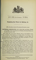 view Specification of James Rae and James Wright : supplying sea water for bathing, &c.