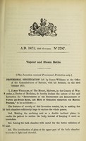 view Specification of James Williams : vapour and steam baths.