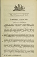 view Specification of William Newton : preparing and preserving milk.