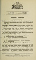 view Specification of David Griffiths Jones : alimentary compound.