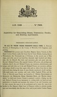 view Specification of Richard Prosser : apparatus for generating steam, consuming smoke, and heating apartments.