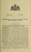 view Specification of Edward Foard : machinery for supplying fuel to furnaces of steam boilers and other fire-places.