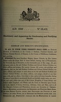 view Specification of Richard Rodham and Edward Robert Hoblyn : machinery and apparatus for condensing and purifying smoke.