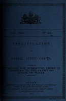 view Specification of Samuel Austin Chapin : apparatus for subjecting smoke in chimneys to the purifying action of water.