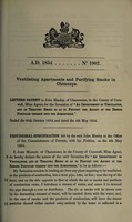 view Specification of John Manley : ventilating apartments and purifying smoke in chimneys.