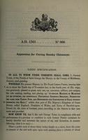 view Specification of George Yates : apparatus for curing smoky chimneys.