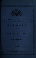 view Specification of John William Clare : furnaces, &c.