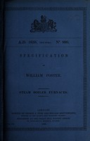 view Specification of William Foster : steam boiler furnaces.