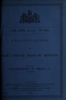 view Specification of Marc Antoine François Mannons : condensation of smoke, &c.