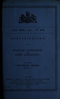 view Specification of William Hopkinson and John Dewhurst : consuming smoke.