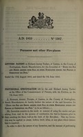 view Specification of Richard Anstey Tucker : furnaces and other fire-places.