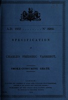 view Specification of Charles Fredéric Vasserot : smoke consuming grate.