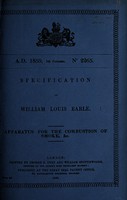 view Specification of William Louis Earle : apparatus for the combustion of smoke, &c.