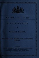 view Specification of William Hendry : boilers and flues for consuming smoke.