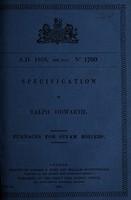 view Specification of Ralph Howarth : furnaces for steam boilers.