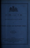 view Specification of Richard Leake and Matthew Sykes : furnaces.