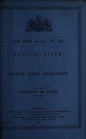 view Specification of Charles James Richardson : chimneys or flues.