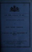 view Specification of John Henry Johnson : furnaces for the prevention of smoke.